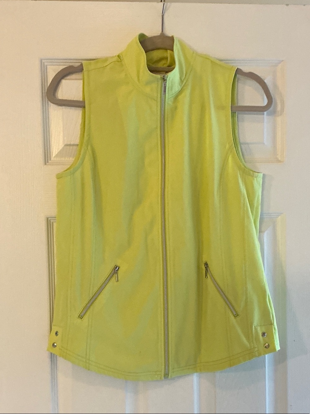 Women's Sleeveless Zip Vest in Bright Lime